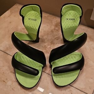 Black and Green Strappy Heels